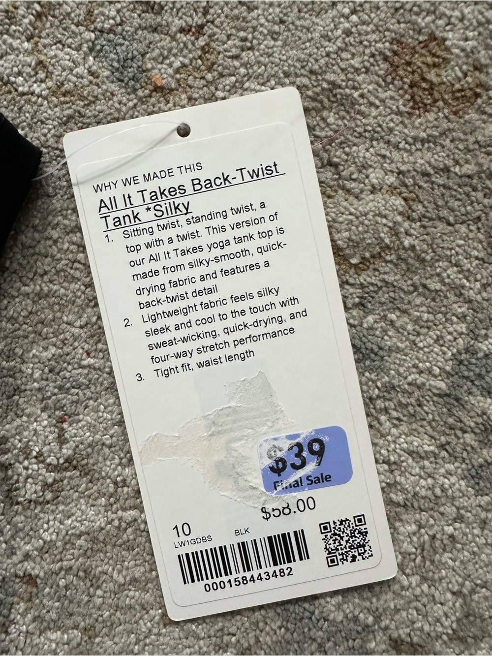 NWT! Black Lululemon align tank SIZE 10 - Picture 3 of 4